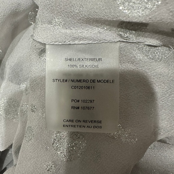 S Alice + Olivia Silver Sheer Polka Dot Silk Blouse - Picture 6 of 6